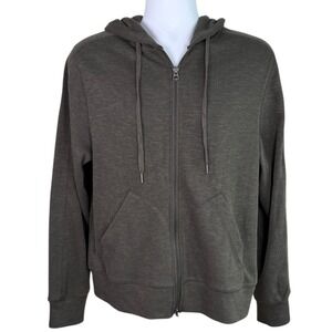 Fieldworth Mens Stacked Rib Zip Hoodie Sz M Gray Lightweight Sweatshirt Casual
